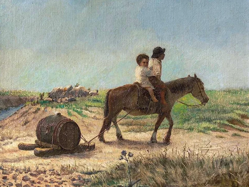 1855-Horacio Espondaburu - Bambini a cavallo